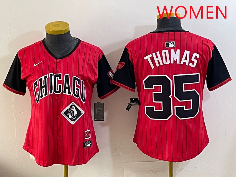 Women 2025 Chicago White Sox #35 Thomas Red Joint Name Nike MLB Jersey style 15->women mlb jersey->Women Jersey